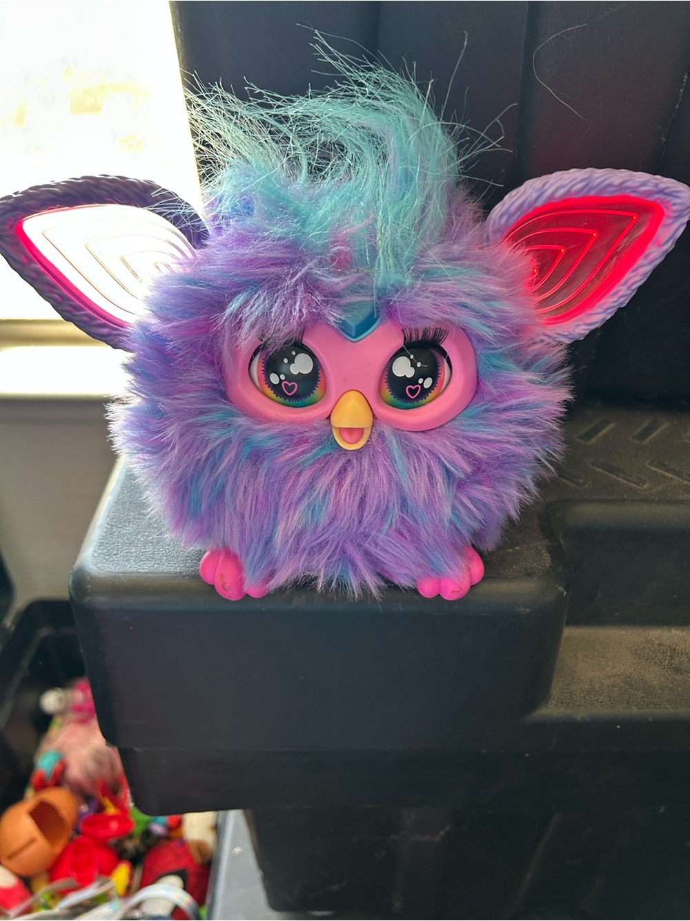 Plush Purple & Teal Interactive Fluffy Pet Toy